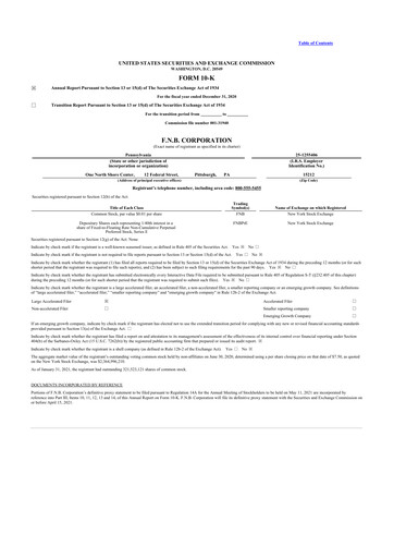 Thumbnail F.N.B. Corporation
 10-K Annual Report 2020