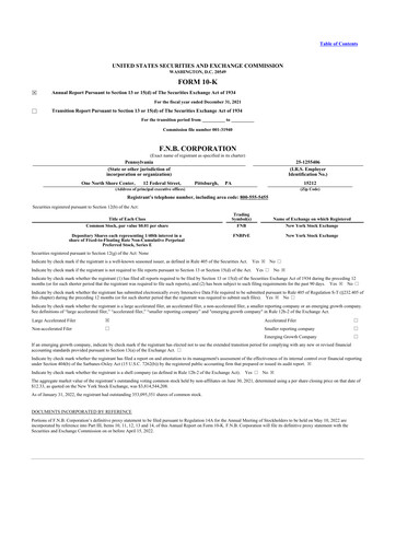 Thumbnail F.N.B. Corporation
 10-K Annual Report 2021