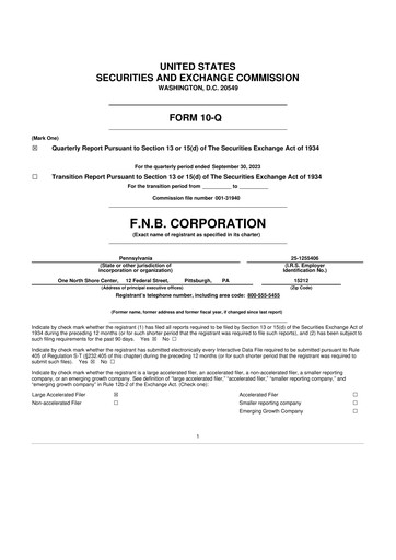 Thumbnail F.N.B. Corporation
 10-Q Quarterly Report FY2023 