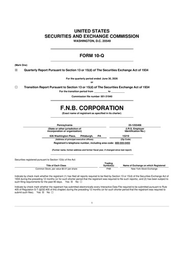 Thumbnail F.N.B. Corporation
 10-Q Quarterly Report FY2026 