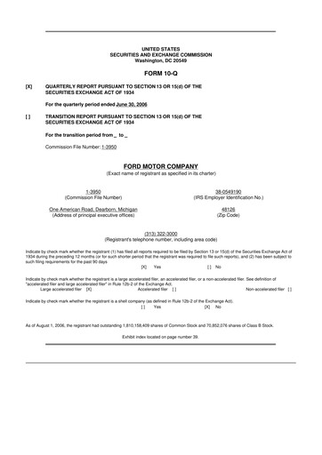 Thumbnail Ford 10-Q Quarterly Report FY 