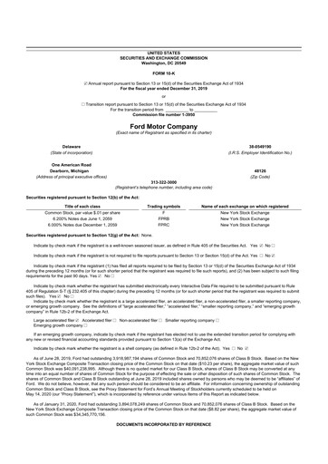 Thumbnail Ford 10-K Annual Report 2019