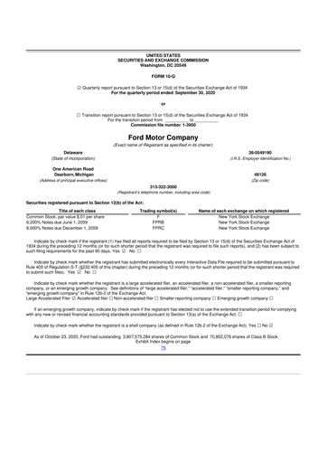 Thumbnail Ford 10-Q Quarterly Report FY2020 