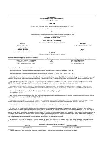 Thumbnail Ford 10-K Annual Report 2021