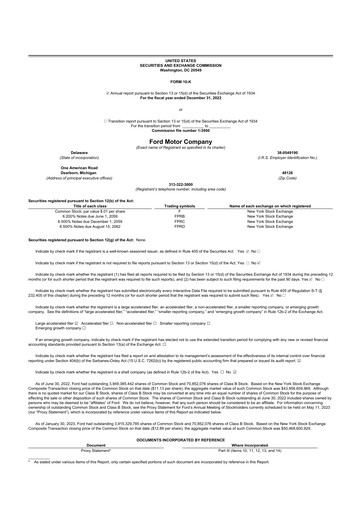 Thumbnail Ford 10-K Annual Report 2022