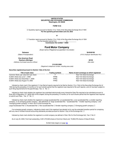 Thumbnail Ford 10-Q Quarterly Report FY2023 