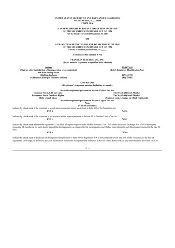 Thumbnail Franklin Electric
 10-K Annual Report 