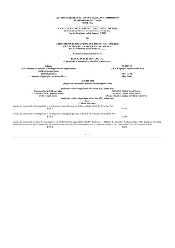 Thumbnail Franklin Electric
 10-K Annual Report 