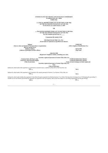 Thumbnail Franklin Electric
 10-K Annual Report 