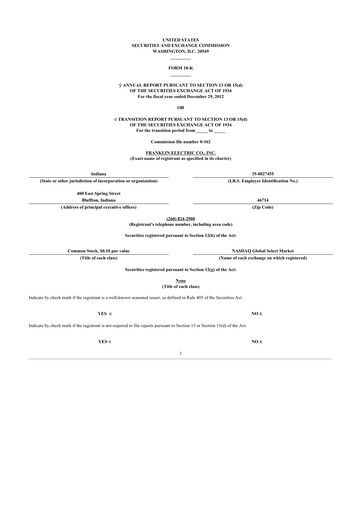 Thumbnail Franklin Electric
 10-K Annual Report 2012
