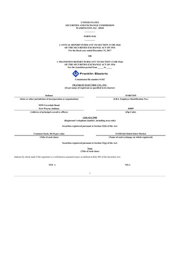 Thumbnail Franklin Electric
 10-K Annual Report 2017