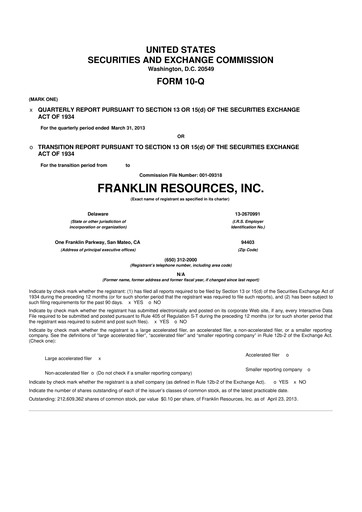Thumbnail Franklin Resources 10-Q Quarterly Report FY2013 