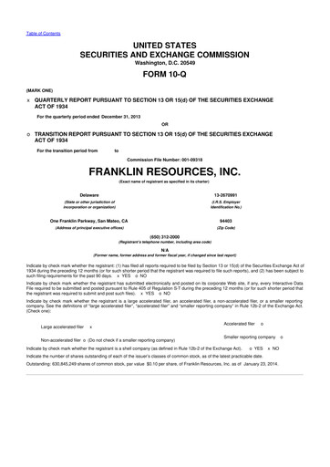 Thumbnail Franklin Resources 10-Q Quarterly Report FY2014 