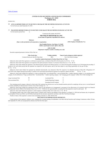 Thumbnail Franklin Resources 10-K Annual Report 2020