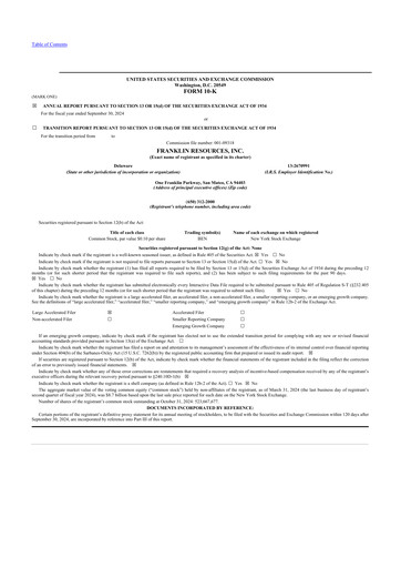 Thumbnail Franklin Resources 10-K Annual Report 2024