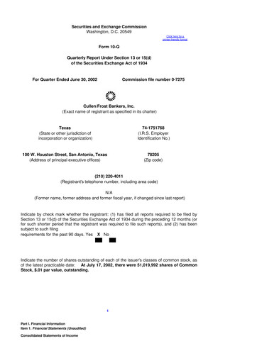 Thumbnail Cullen/Frost Bankers 10-Q Quarterly Report FY 