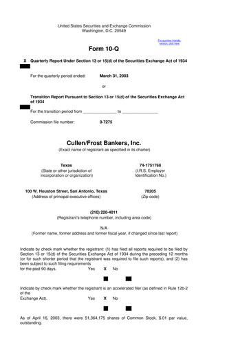 Thumbnail Cullen/Frost Bankers 10-Q Quarterly Report FY 