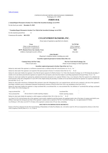 Thumbnail Cullen/Frost Bankers 10-K Annual Report 2013