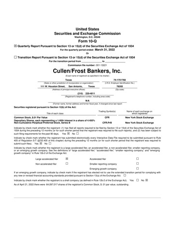 Thumbnail Cullen/Frost Bankers 10-Q Quarterly Report FY2022 