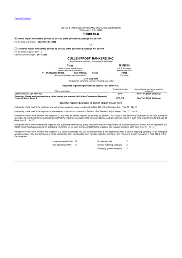 Miniature Cullen/Frost Bankers 10-K Rapport annuel 2025