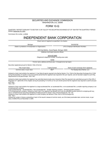 Thumbnail Independent Bank Corporation 10-Q Quarterly Report FY2024 