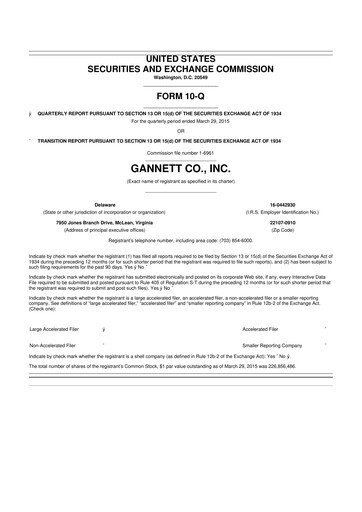 Thumbnail Tegna 10-Q Quarterly Report FY2015 