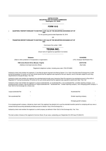 Thumbnail Tegna 10-Q Quarterly Report FY2018 