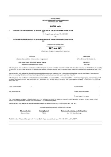 Thumbnail Tegna 10-Q Quarterly Report FY2019 