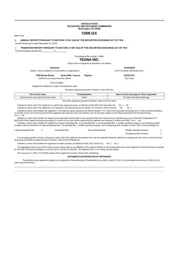 Thumbnail Tegna 10-K Annual Report 2019