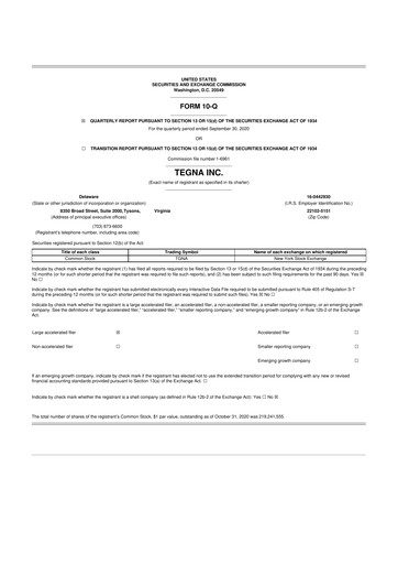 Thumbnail Tegna 10-Q Quarterly Report FY2020 