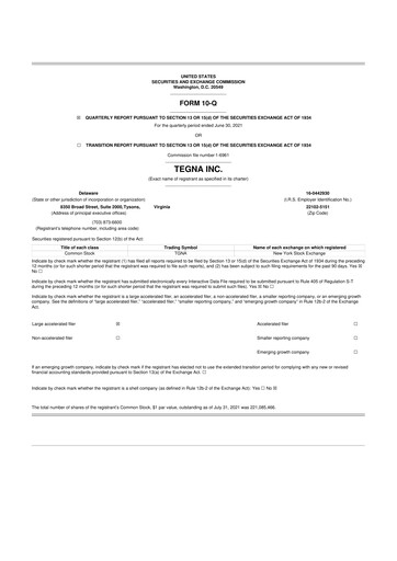 Thumbnail Tegna 10-Q Quarterly Report FY2021 