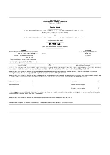 Thumbnail Tegna 10-Q Quarterly Report FY2021 