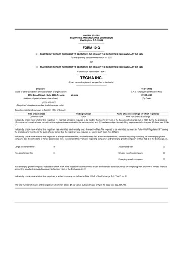Thumbnail Tegna 10-Q Quarterly Report FY2022 