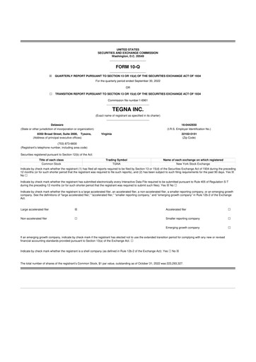 Thumbnail Tegna 10-Q Quarterly Report FY2022 