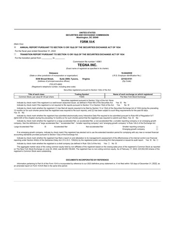 Thumbnail Tegna 10-K Annual Report 2022