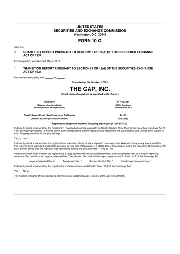 Thumbnail Gap Inc.
 10-Q Quarterly Report FY2013 