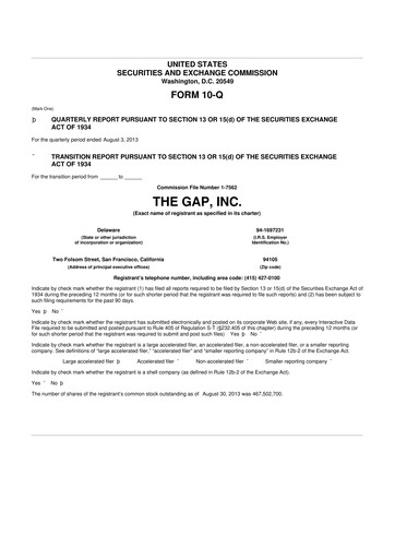 Thumbnail Gap Inc.
 10-Q Quarterly Report FY2013 