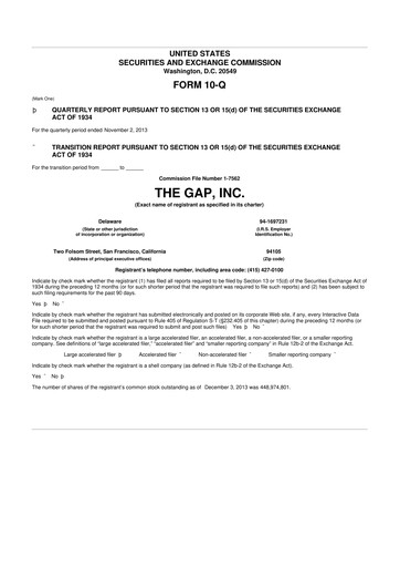 Thumbnail Gap Inc.
 10-Q Quarterly Report FY2013 