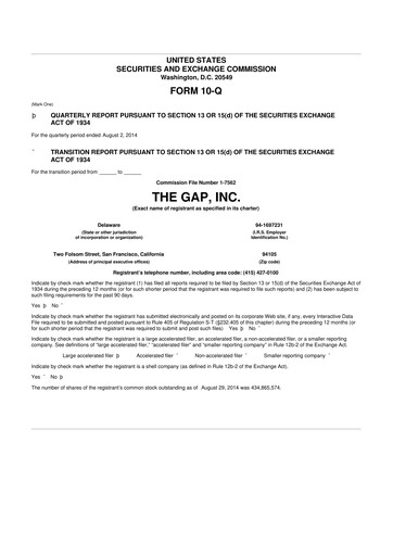 Thumbnail Gap Inc.
 10-Q Quarterly Report FY2014 