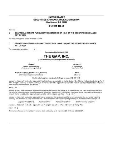 Thumbnail Gap Inc.
 10-Q Quarterly Report FY2014 