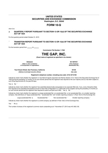 Thumbnail Gap Inc.
 10-Q Quarterly Report FY2015 