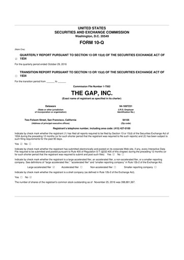 Thumbnail Gap Inc.
 10-Q Quarterly Report FY2016 