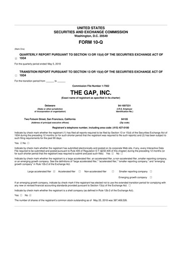 Thumbnail Gap Inc.
 10-Q Quarterly Report FY2018 