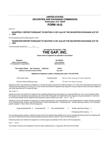 Thumbnail Gap Inc.
 10-Q Quarterly Report FY2019 