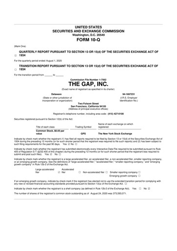 Thumbnail Gap Inc.
 10-Q Quarterly Report FY2020 