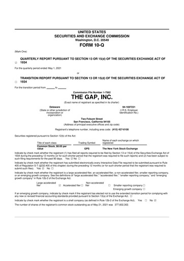 Thumbnail Gap Inc.
 10-Q Quarterly Report FY2021 