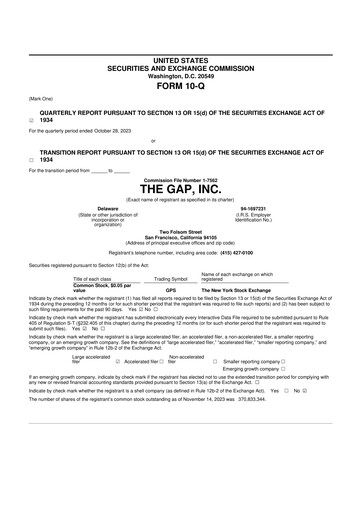 Thumbnail Gap Inc.
 10-Q Quarterly Report FY2023 