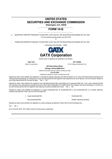 Miniature GATX 10-Q Rapport trimestriel 2016 