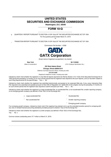 Miniature GATX 10-Q Rapport trimestriel 2018 