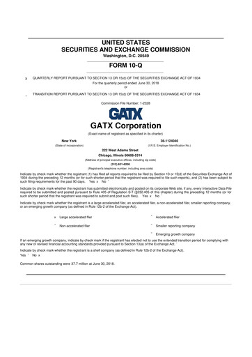 Miniature GATX 10-Q Rapport trimestriel 2018 